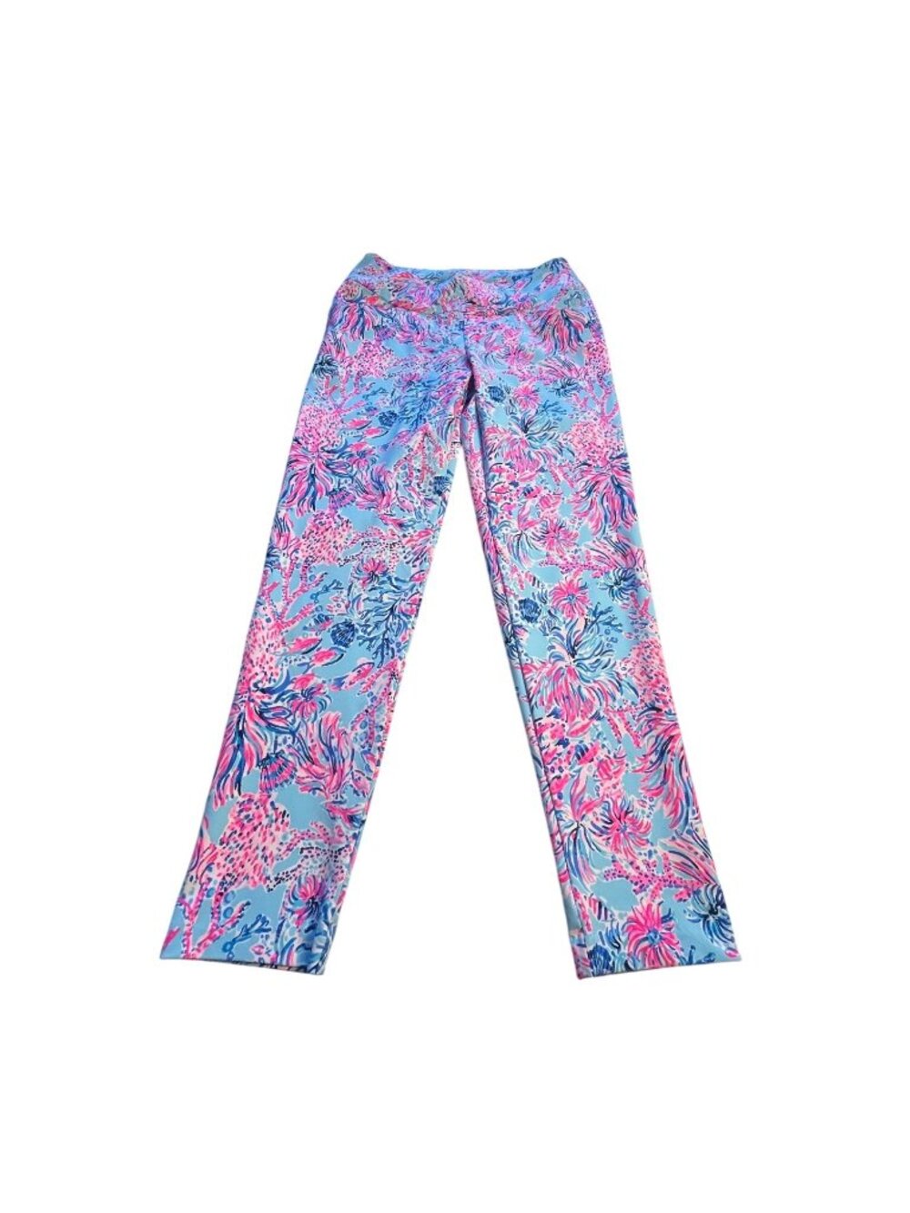 Lilly Pulitzer Luxletic Golf Pants 6 Zanzibar Blue Party Princess Print UPF 50+